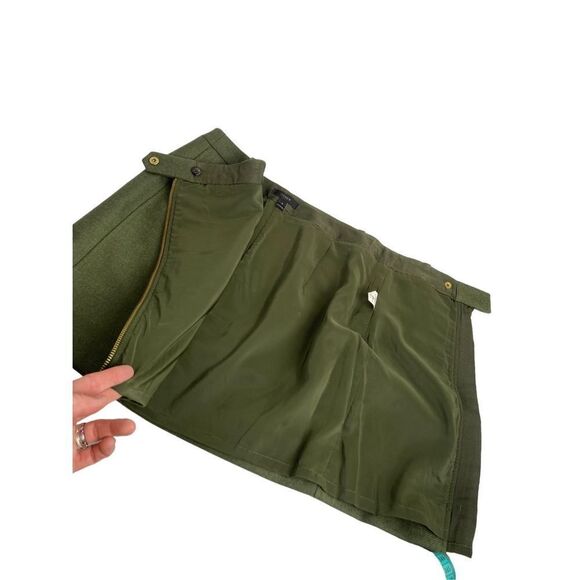 J crew olive/ army green mini skirt wool - lined skirt size 4 - Picture 4 of 9
